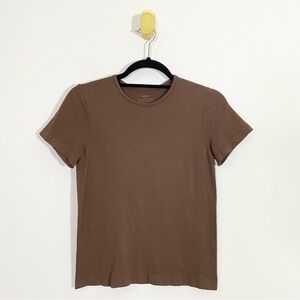 SKIMS Brown Crewneck Bodycon Stretch Short Sleeve Tee Shirt